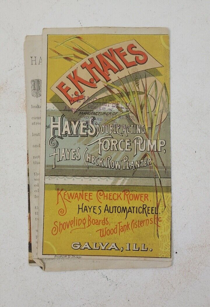 Vintage E.K. Hayes Promotional Foldout Ad Pumps And Windmills