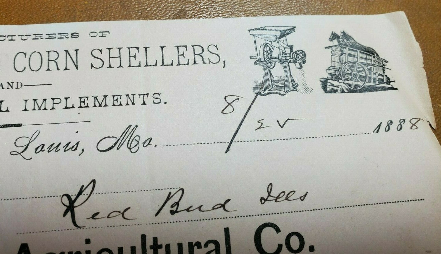 FARM IMPLEMENTS LETTERHEAD BILLHEAD WHITMAN AGRICULTURAL CO. Horse Corn Sheller