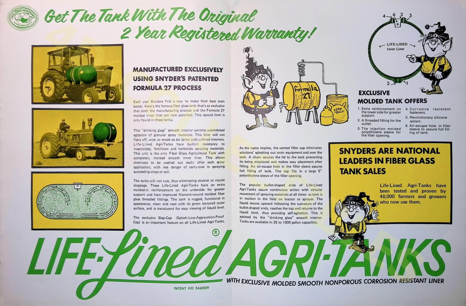 Vintage Farm Brochure Snyder Life-Lined Agri-Tanks 1960s