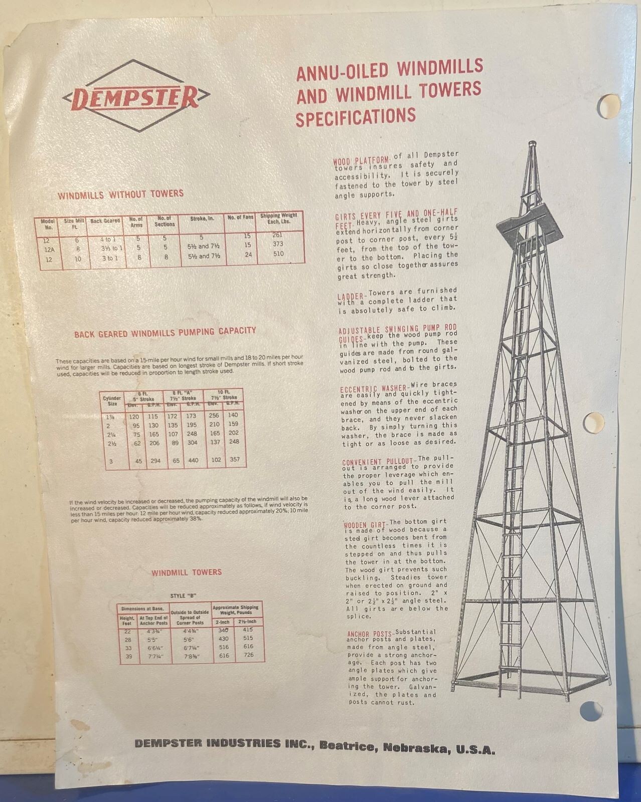 Dempster Windmill And Steel Towers Flyer