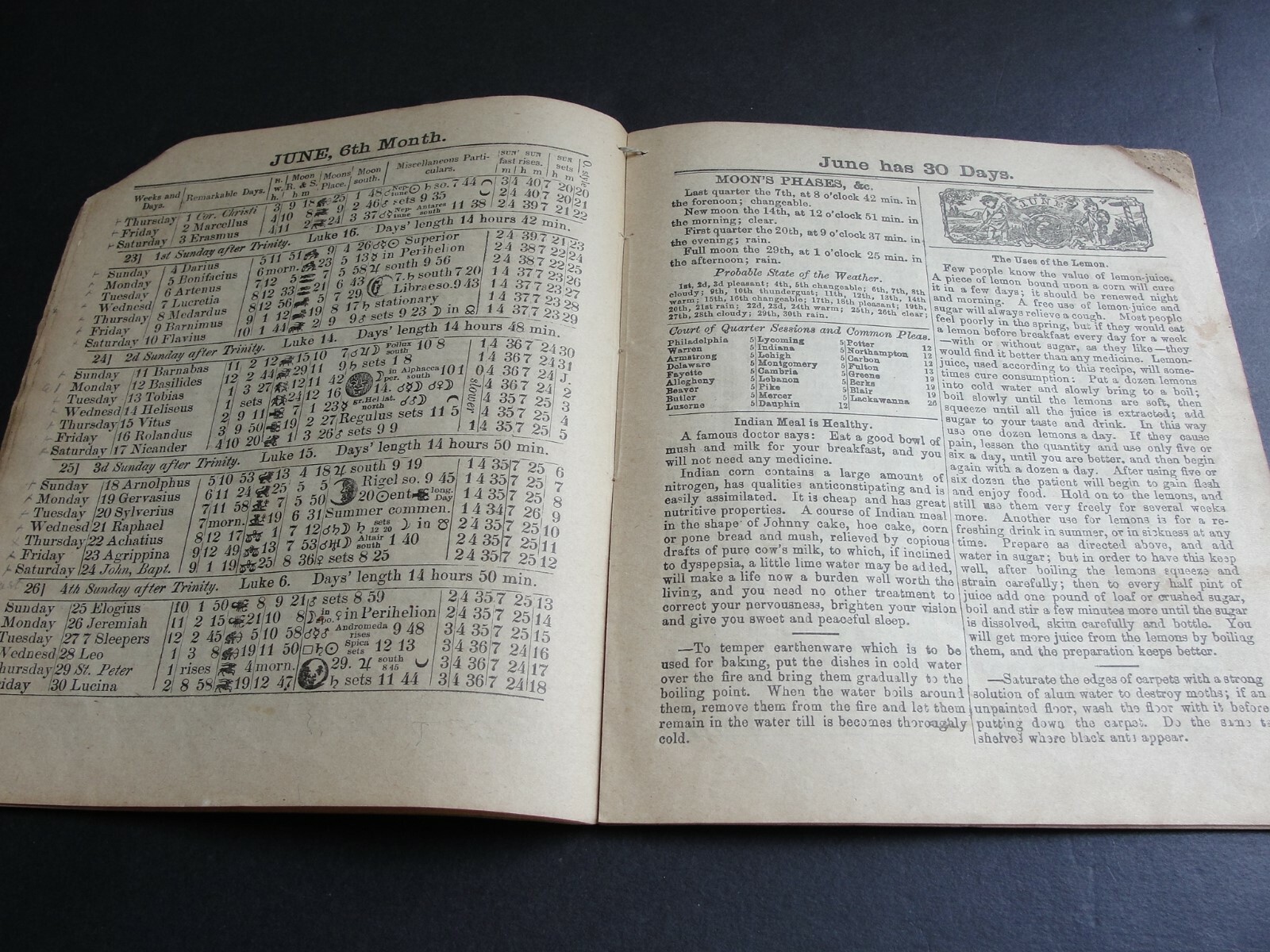Agricultural Almanac John Baer&rsquo;s Sons Lancaster PA Pennsylvania 1893 VOL. 68.
