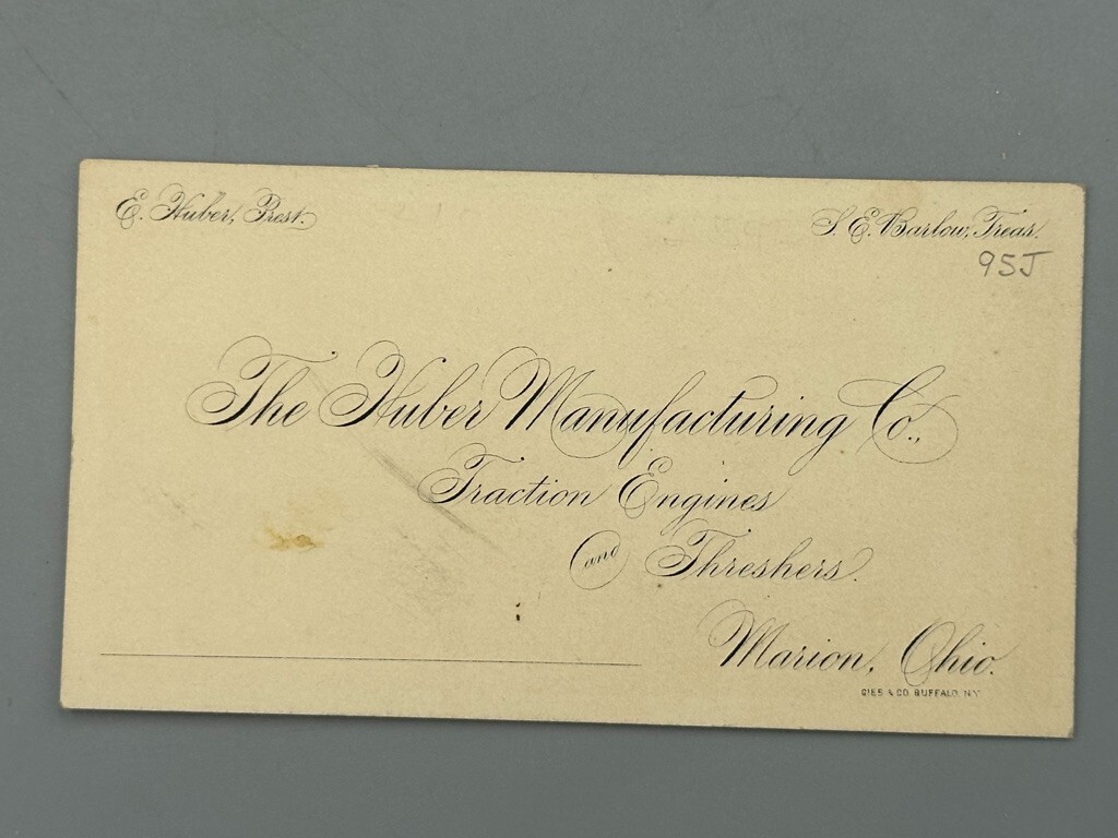 c 1880 HUBER ENGINES & THRESHERS Farm Advertising Business Trade Card MARION OH