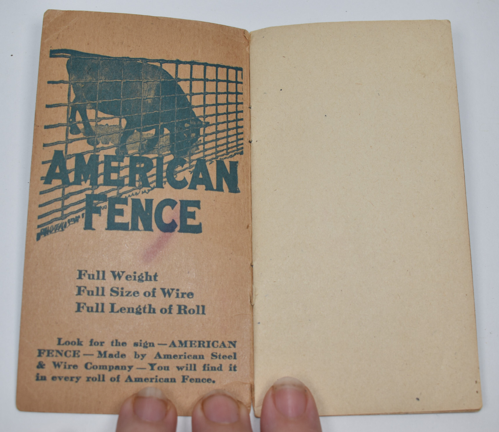 Antique Cronk Bros Montour IA American Fence 1918 Advertising Memo Book Ledger
