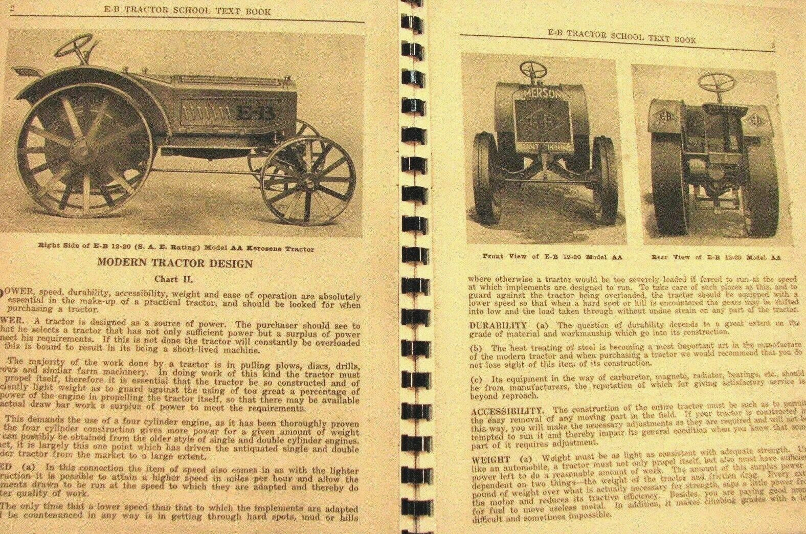 1917-1918 Emerson-Brantingham Imp.Co, The E-B Tractor School Text Book Illustrat