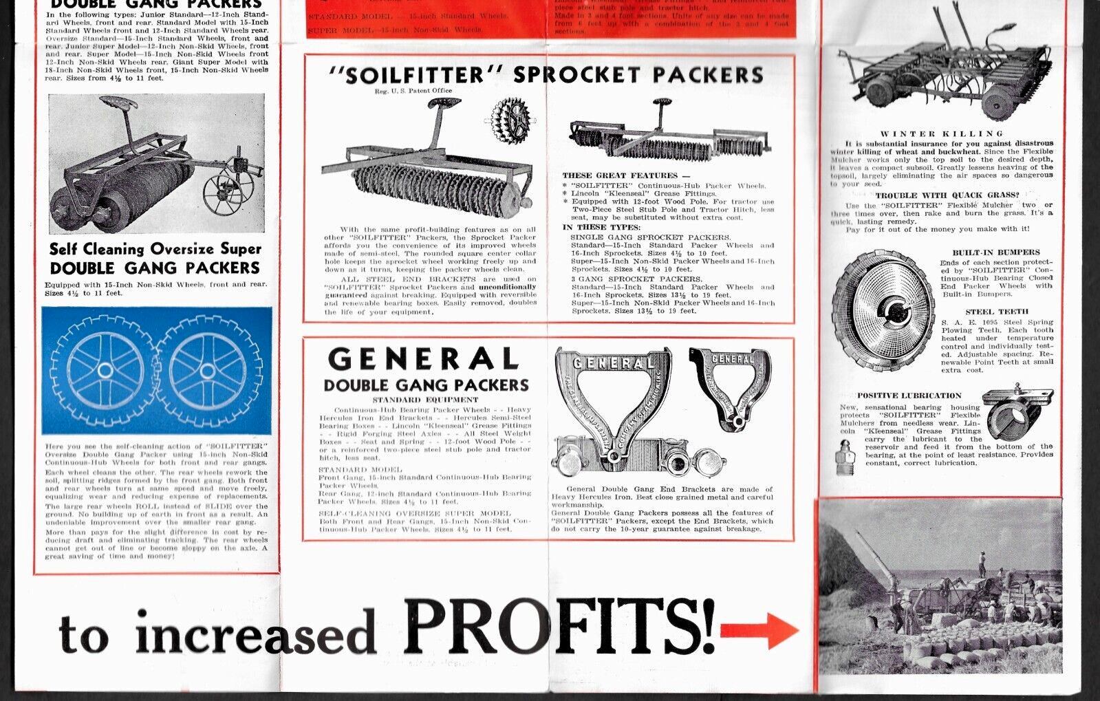 c1937 FARM IMPLEMENTS Broadside/Brochure ~ « Soilfitter » Packers