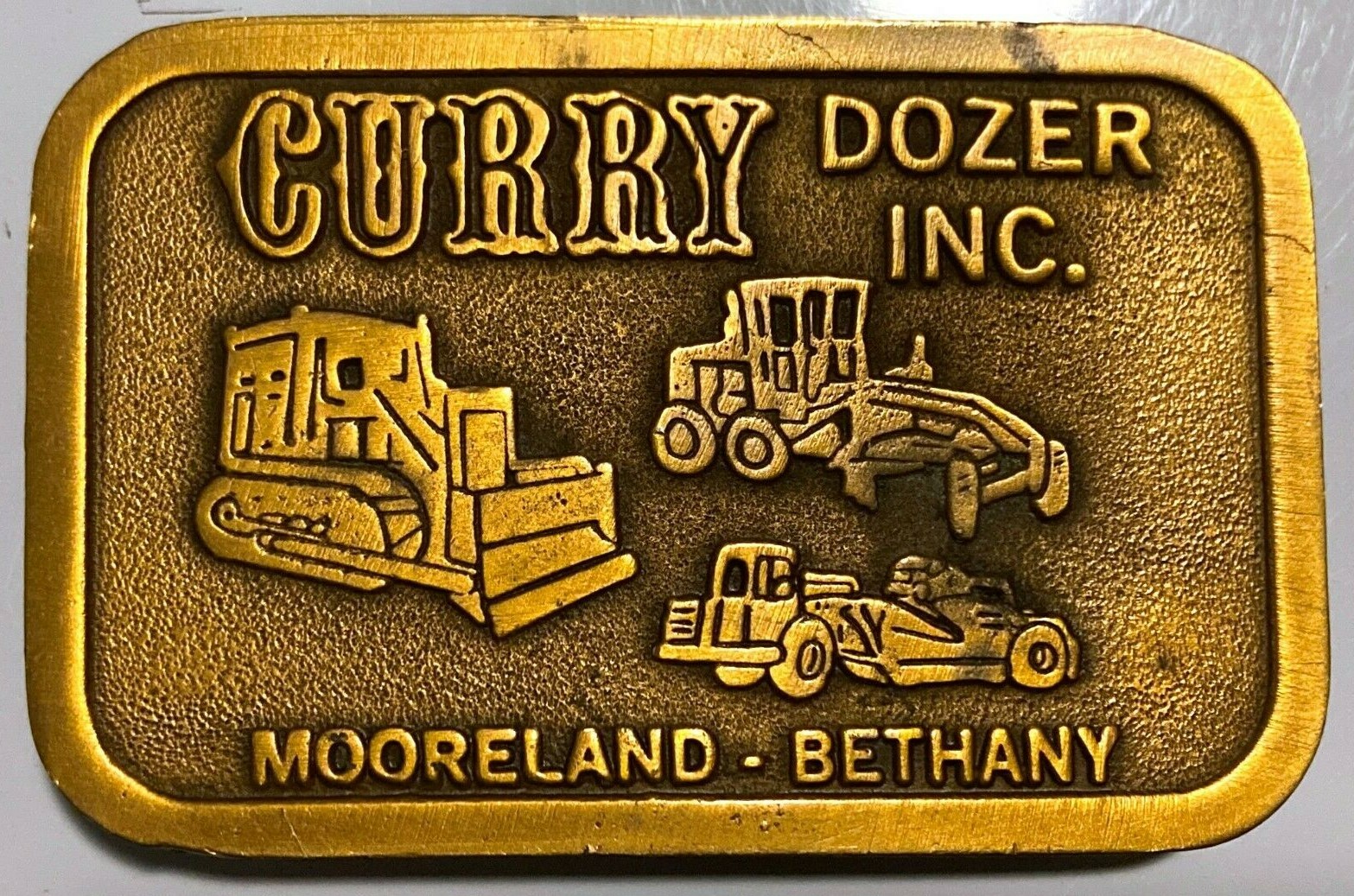 Curry Dozer Mooreland Bethany Belt Buckle Hit Line Bulldozer Tractor Oklahoma