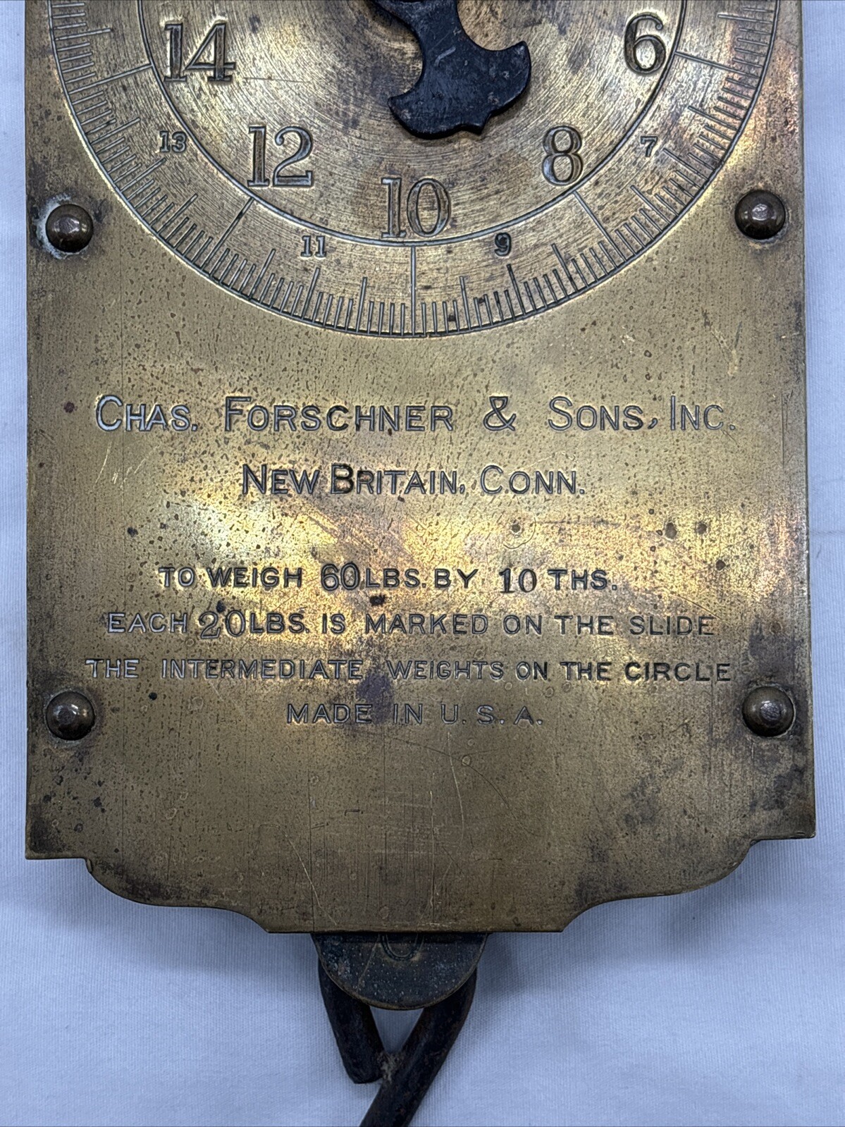 Vintage Larro Farm Sure Milk Brass Hanging Scale Dairy Farm Advertising.