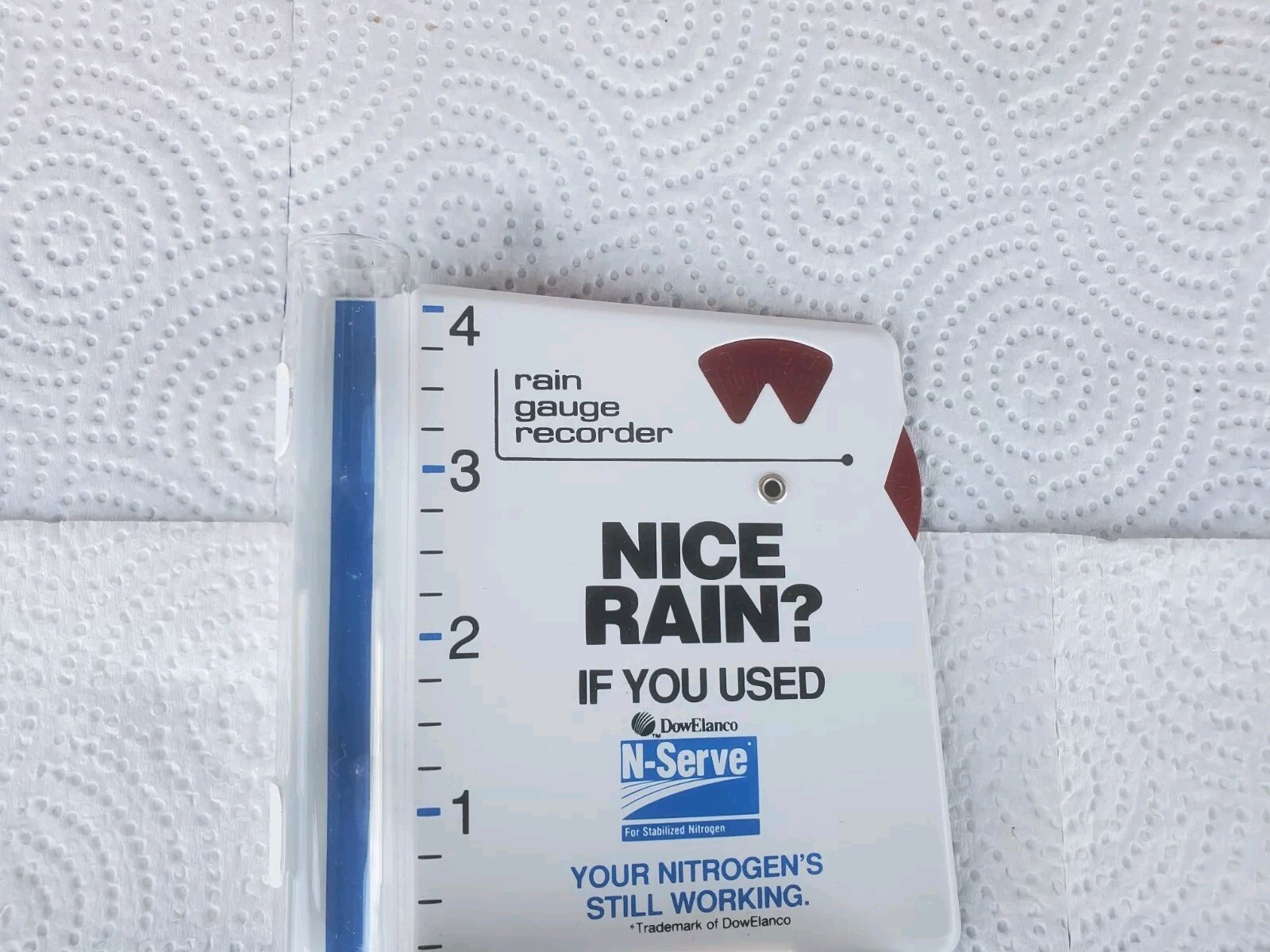 Metal Rain Guage N-serve Stabilized Nitrogen Dow Elanco Farm Fertilizer