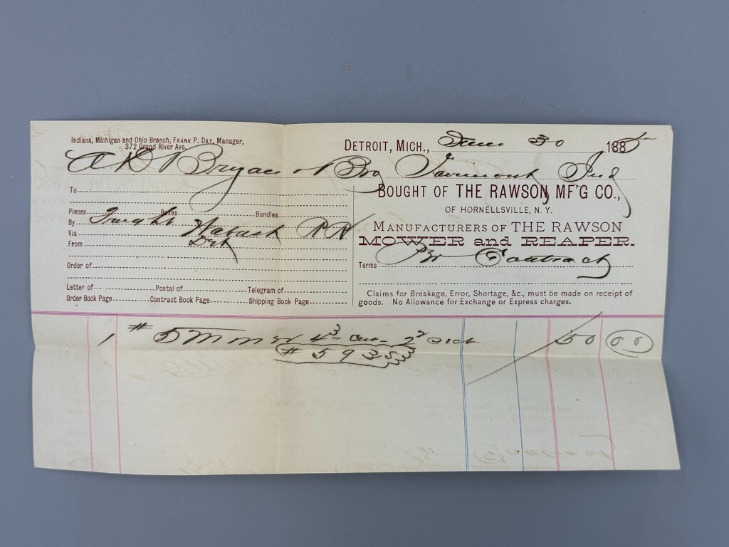 1885 Rawson Mower Fancy CANCEL 2 in OVAL Farm Postal Cover DETROIT Advertising