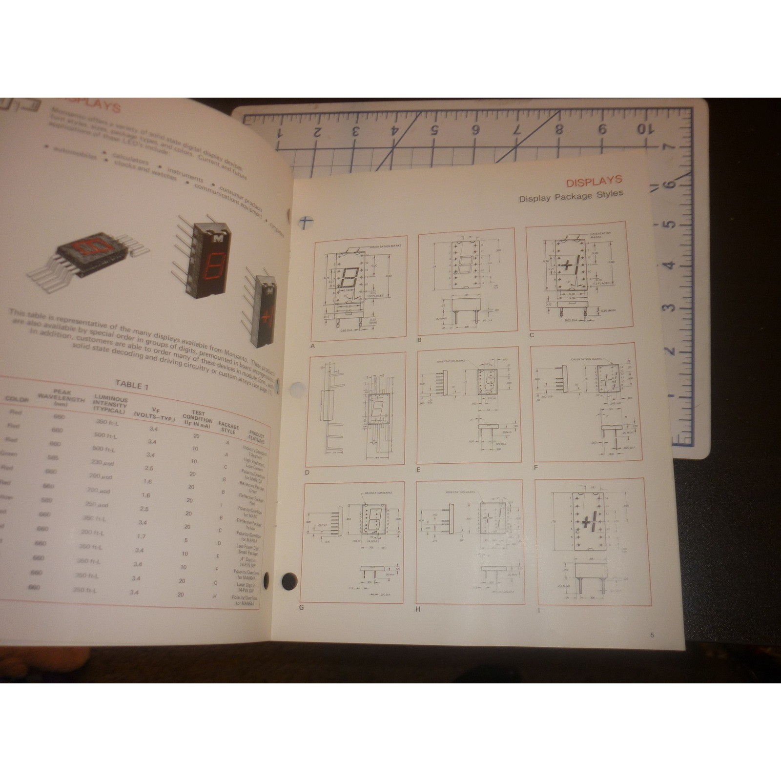 Vintage 1973 Monsanto Solid State Optoelectronics LED Display Tech Catalog