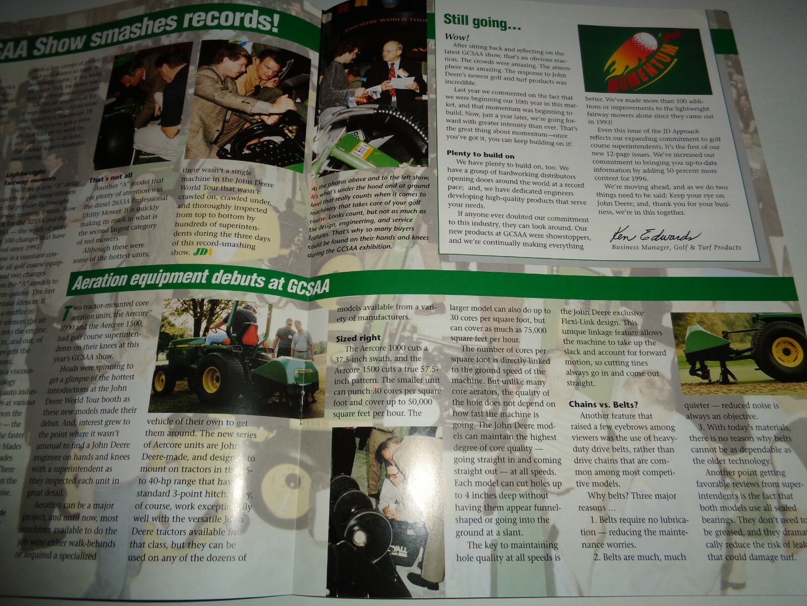 John Deere « JD Approach » Golf Course Equipment Sales Magazine Brochure JD 6/96