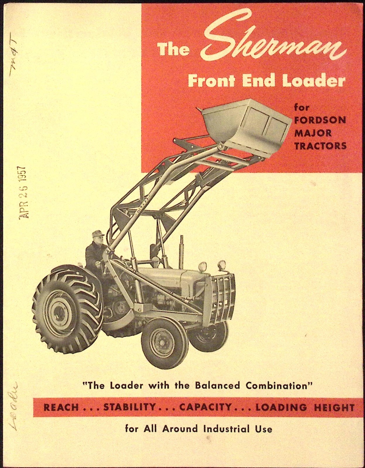 1957 Sherman Front End Loader Fold Out Dealer Sales Brochure Royal Oaks MI
