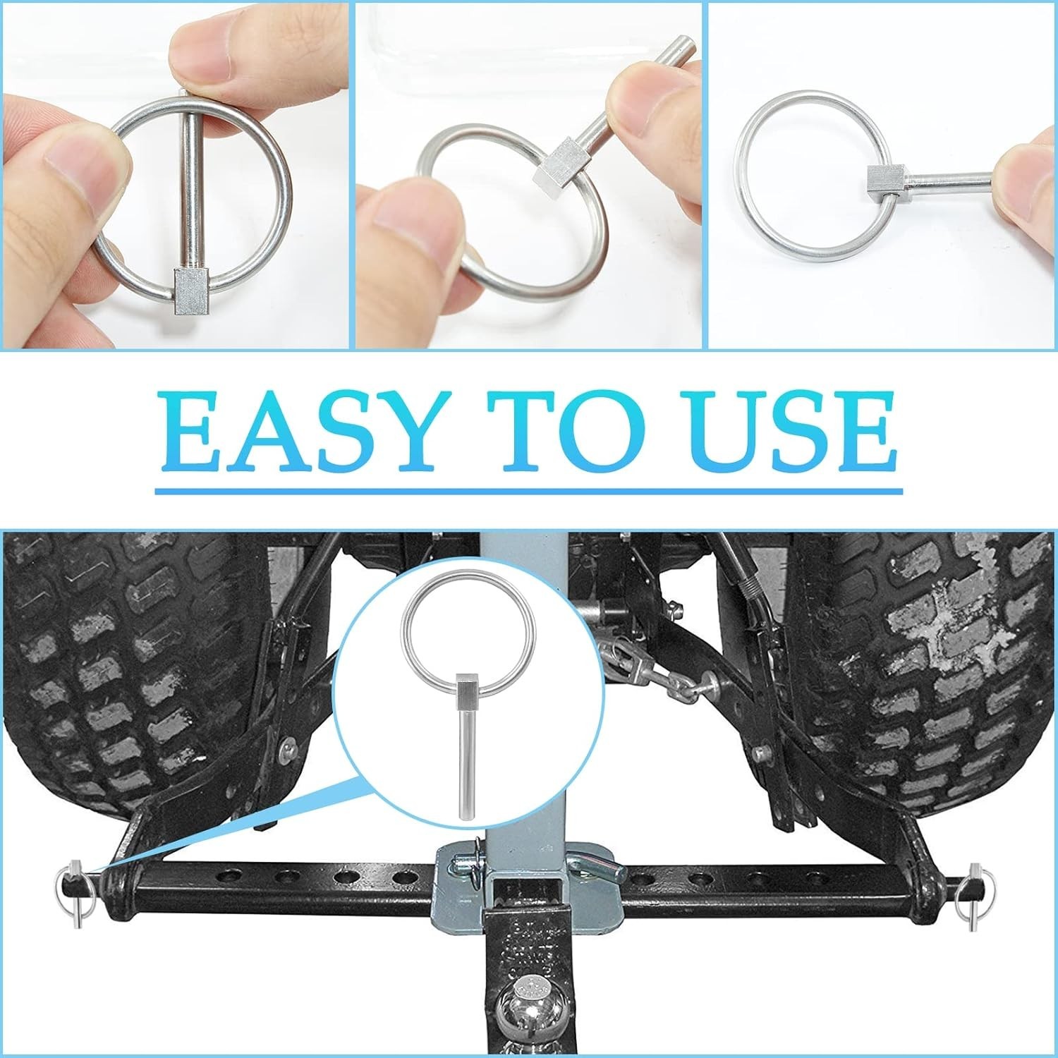 2 Pcs Heavy Duty Lynch Pin, Stainless Steel 3/16&Prime; X 1-1/4&Prime; Linch Pin with Ring f