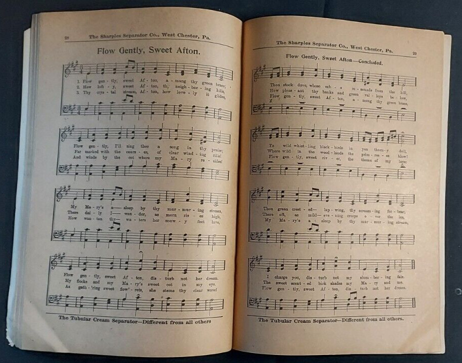 Old Advertising Premium Old Time Song Book Sharples Separator Co West Chester PA