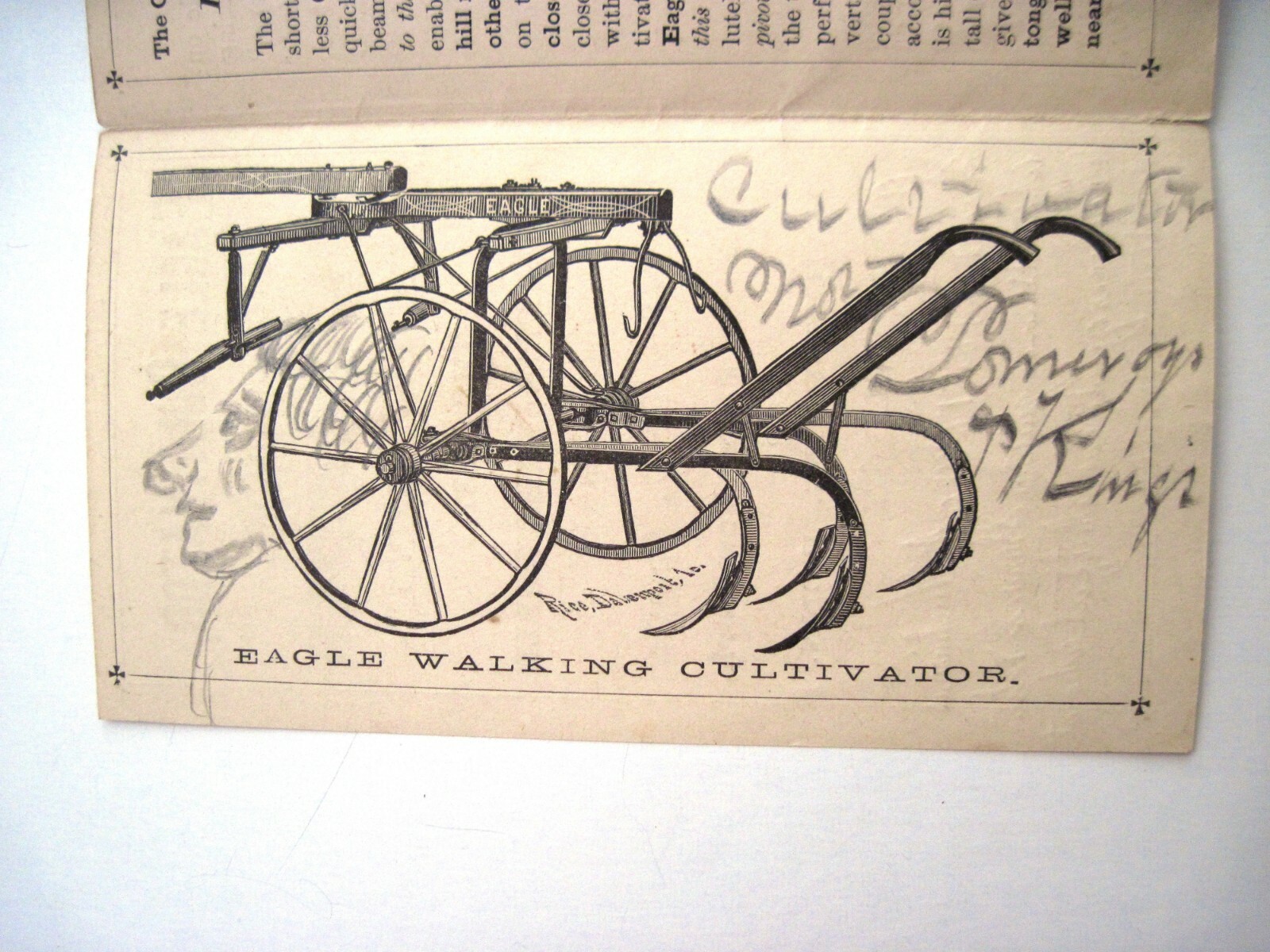 1880 Pull-Out Advertising Brochure for « Eagle Cultivator » w/ Great Pictures *
