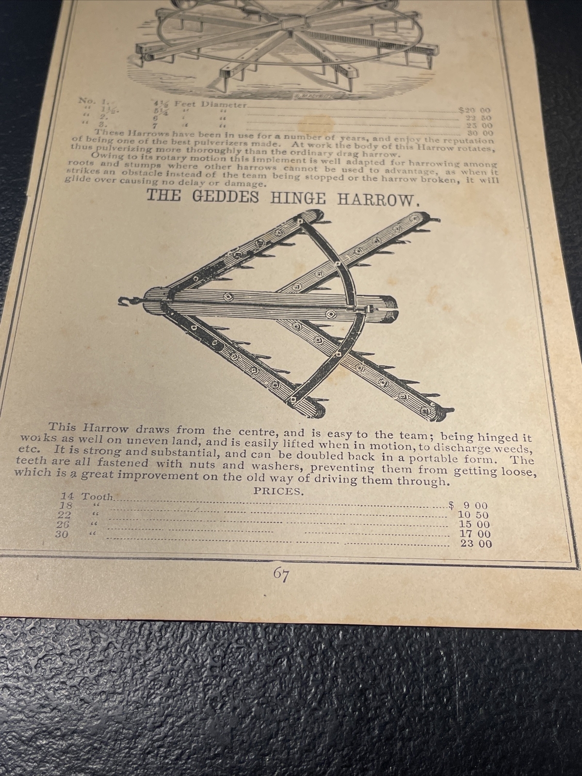 1891 Baldwin – Monroe Rotary Pulverizing Harrow Farm Advertising – New Orleans
