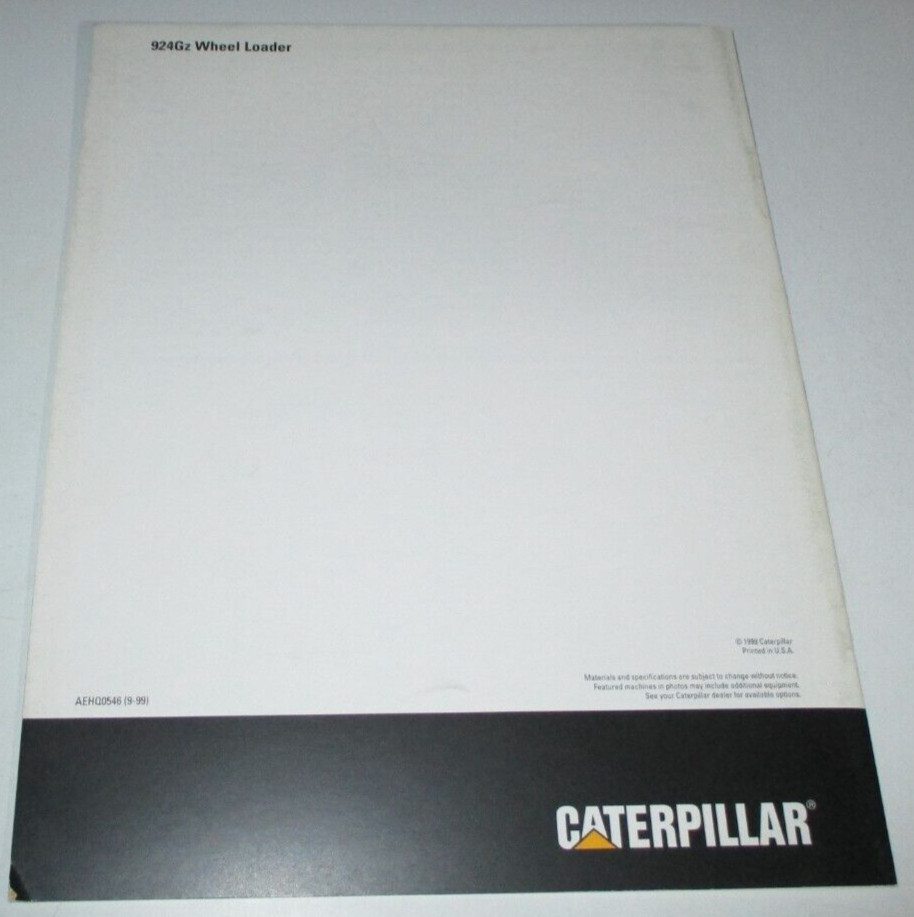 Caterpillar 924Gz Wheel Loader Sale Brochure Literature AEHQ0546 1999 ORIGINAL!