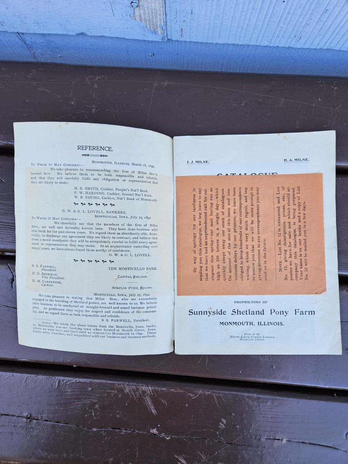 Sunny Side Shetland Pony Farm Catalog & Brochures Monmouth ILL. 1902 +