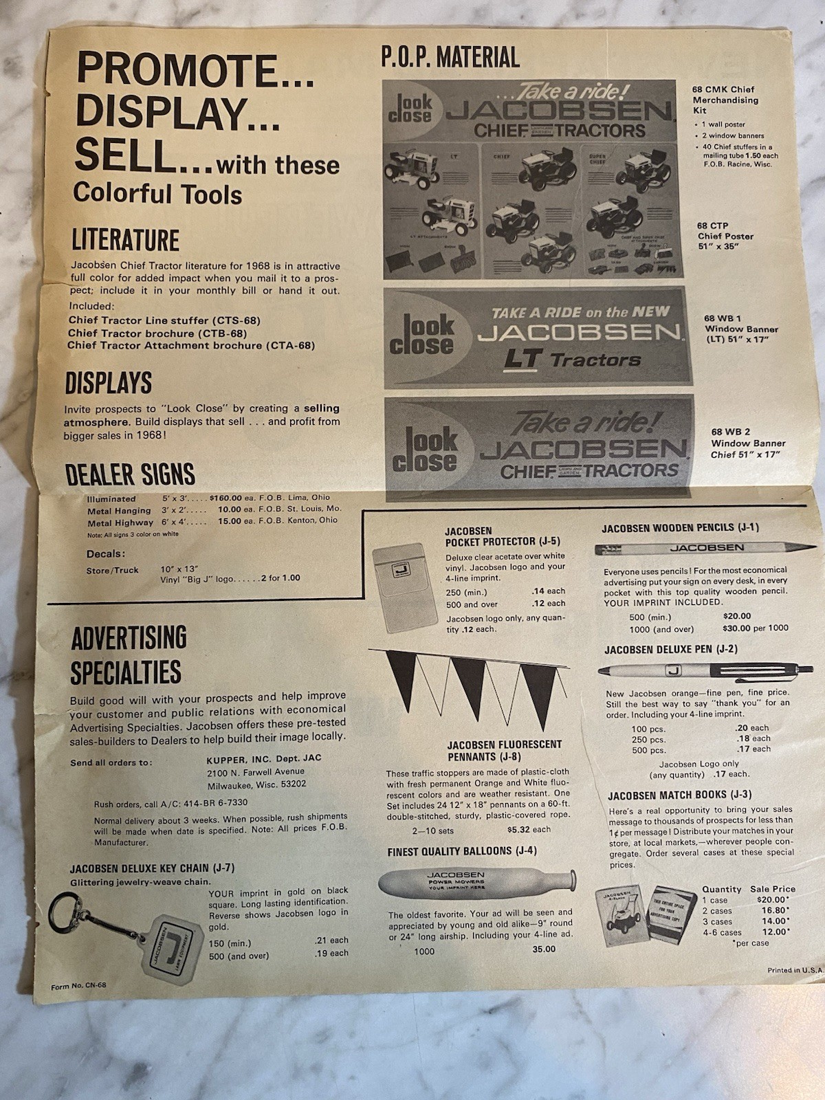 Vintage Jacobsen Chief Tractor EXTRA Newsletter Agriculture 1968