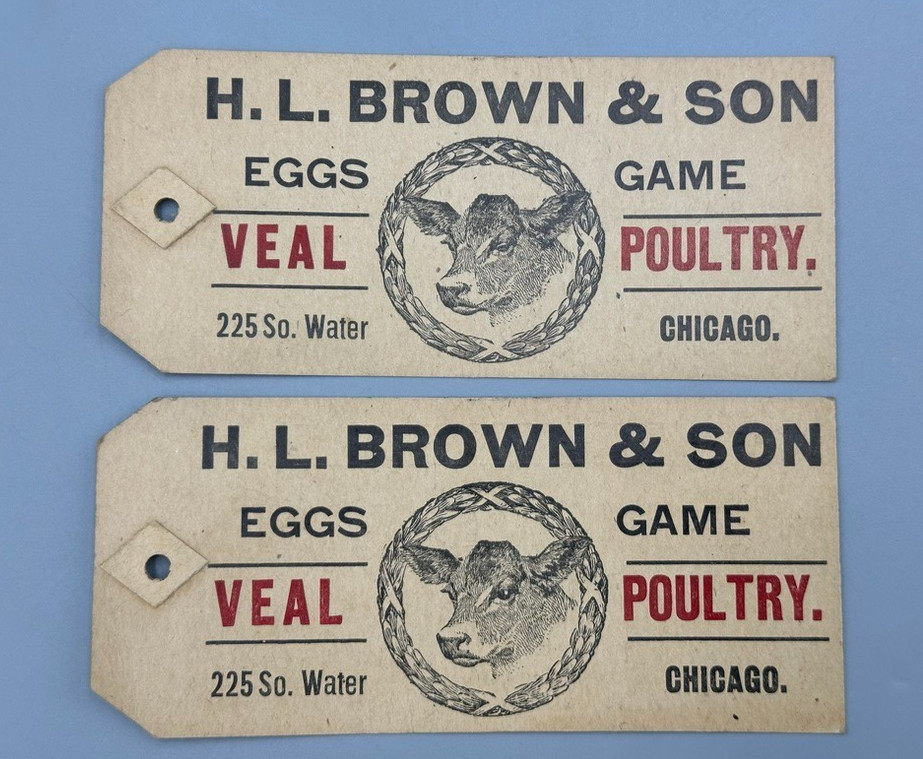 c 1910 LIVESTOCK Commission EGG Veal GAME Poultry Shipping Tags Farm Advertising