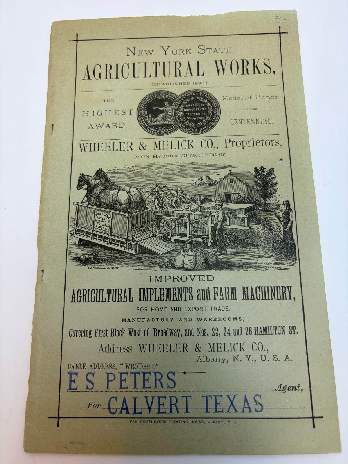 1883 Wheeler Melick Farm Machinery Catalog NY Agricultural Works Calvert TX