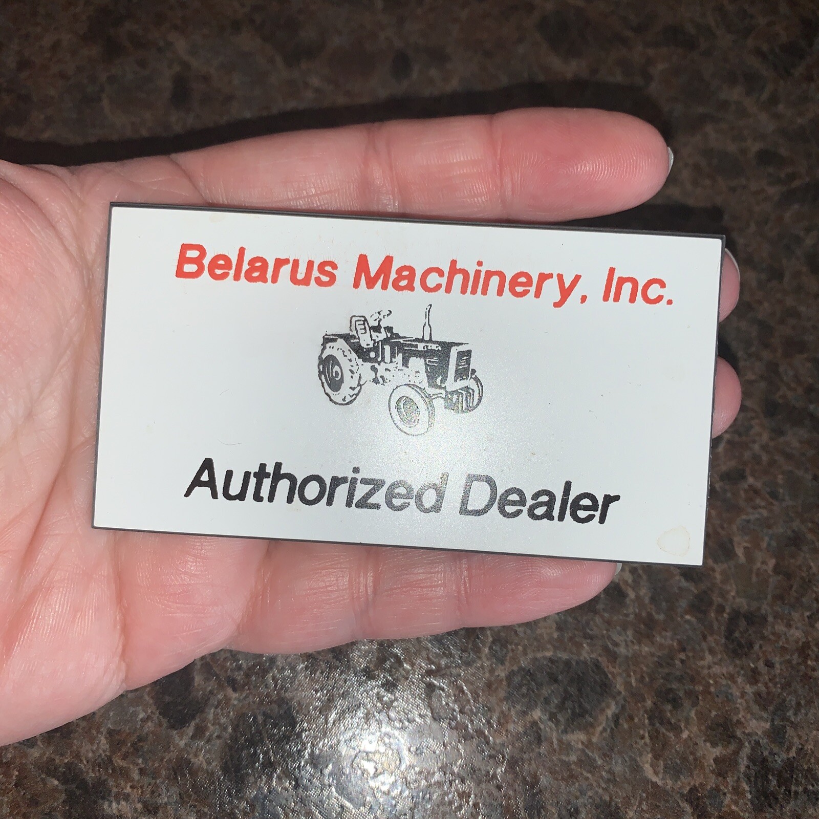Vtg Belarus Machinery Inc. Authorized Dealer Name Tag Pin