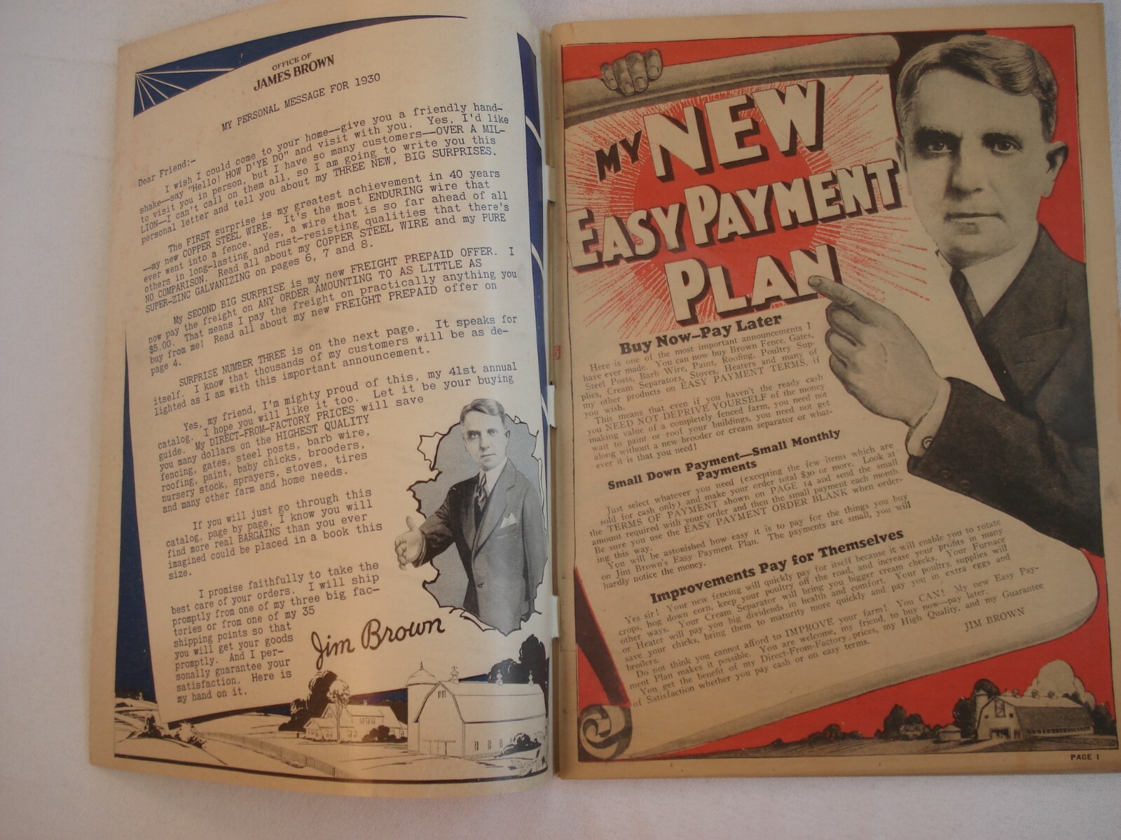 1930 CATALOG BARGAIN BOOK JIM BROWN FENCE & WIRE AGRICULTURAL FARM POULTRY