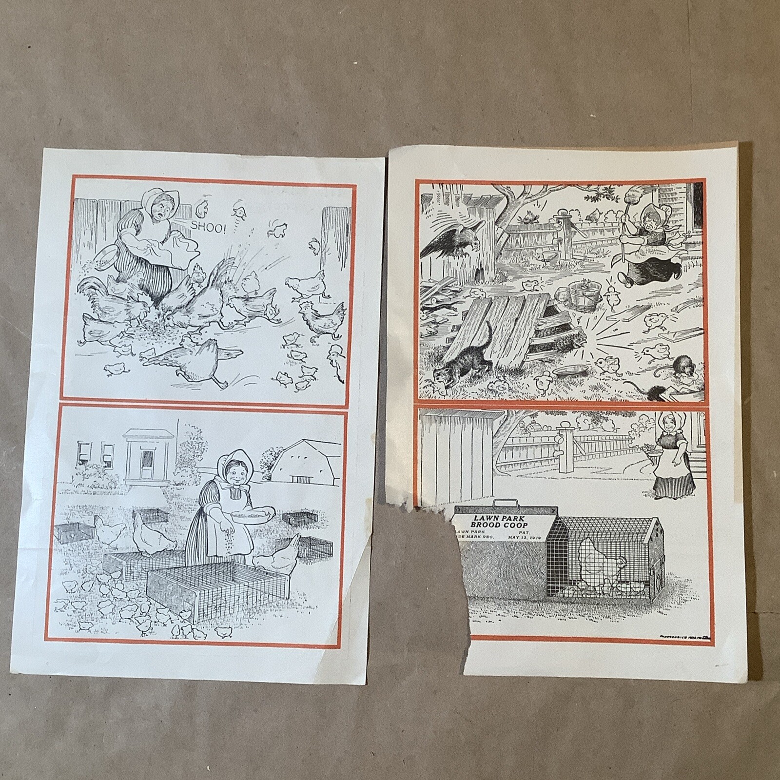Antique Advertising Brochure Set Lawn Park Brood Coop Babie Feeder INV-P0945