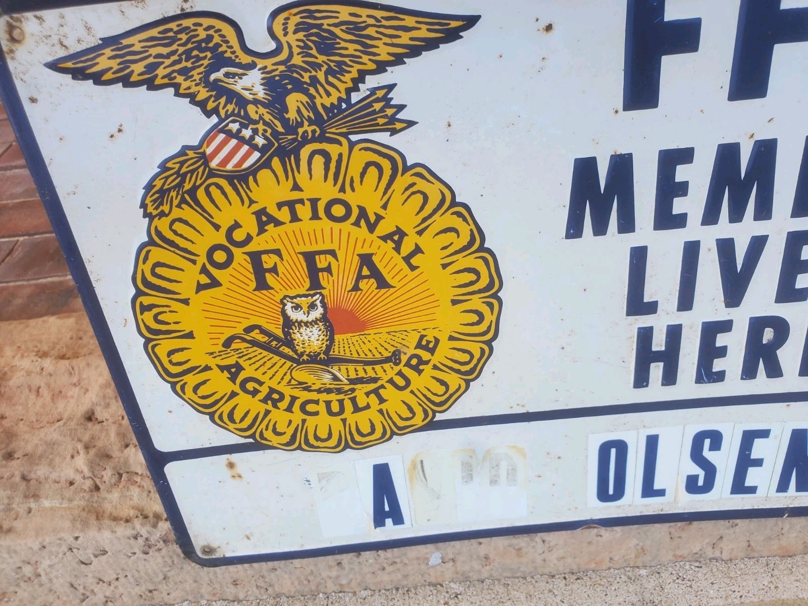 13-1/2&Prime; X 9-1/2&Prime; Metal Sign FFA Member Lives Here Vocational Agriculture Farmers