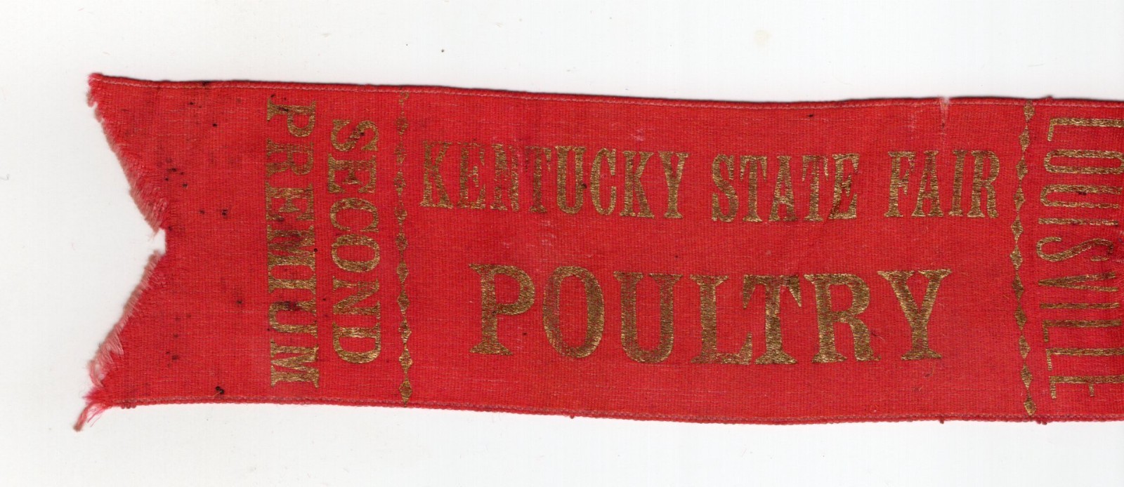 1910 – Louisville Kentucky State Fair Poultry Second Premium Prize Ribbon – XL2Z