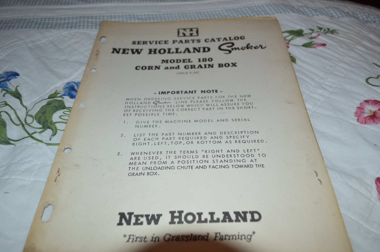 New Holland 180 Corn & Grain Wagon Dealer&rsquo;s Parts Book DCPA5