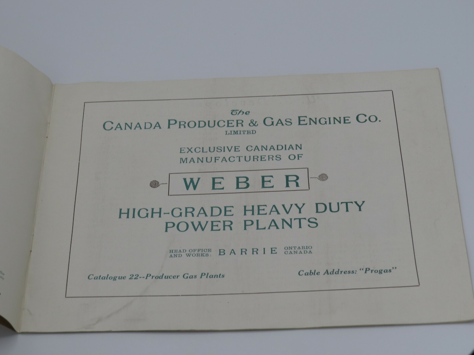 Vintage WEBER Gas Engines Canada Heavy Hit Miss Engine CATALOG brochure HUGE
