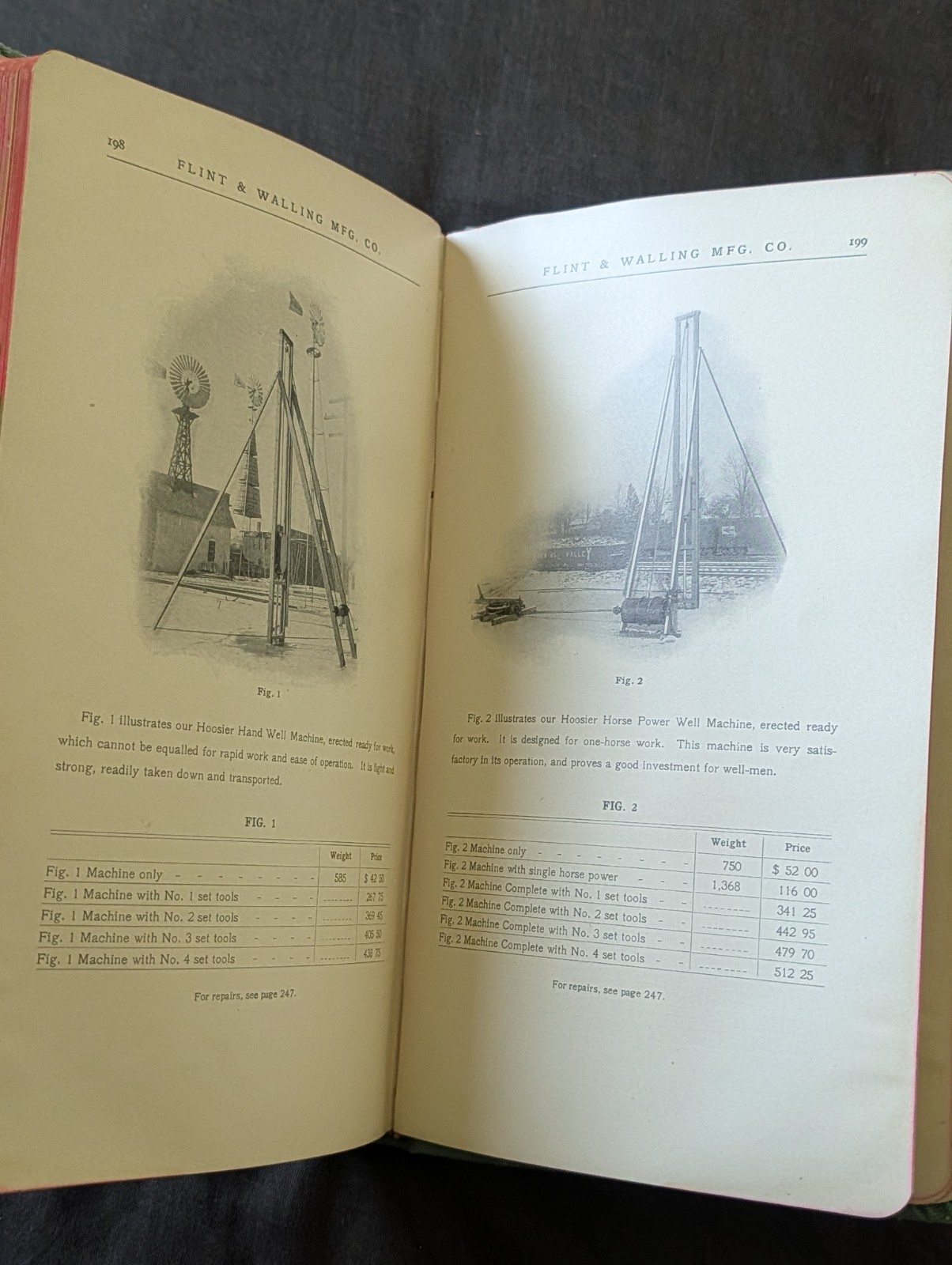 1901 Flint and walling Star windmill hardbound catalog. Windmills, Sawmill, ect.