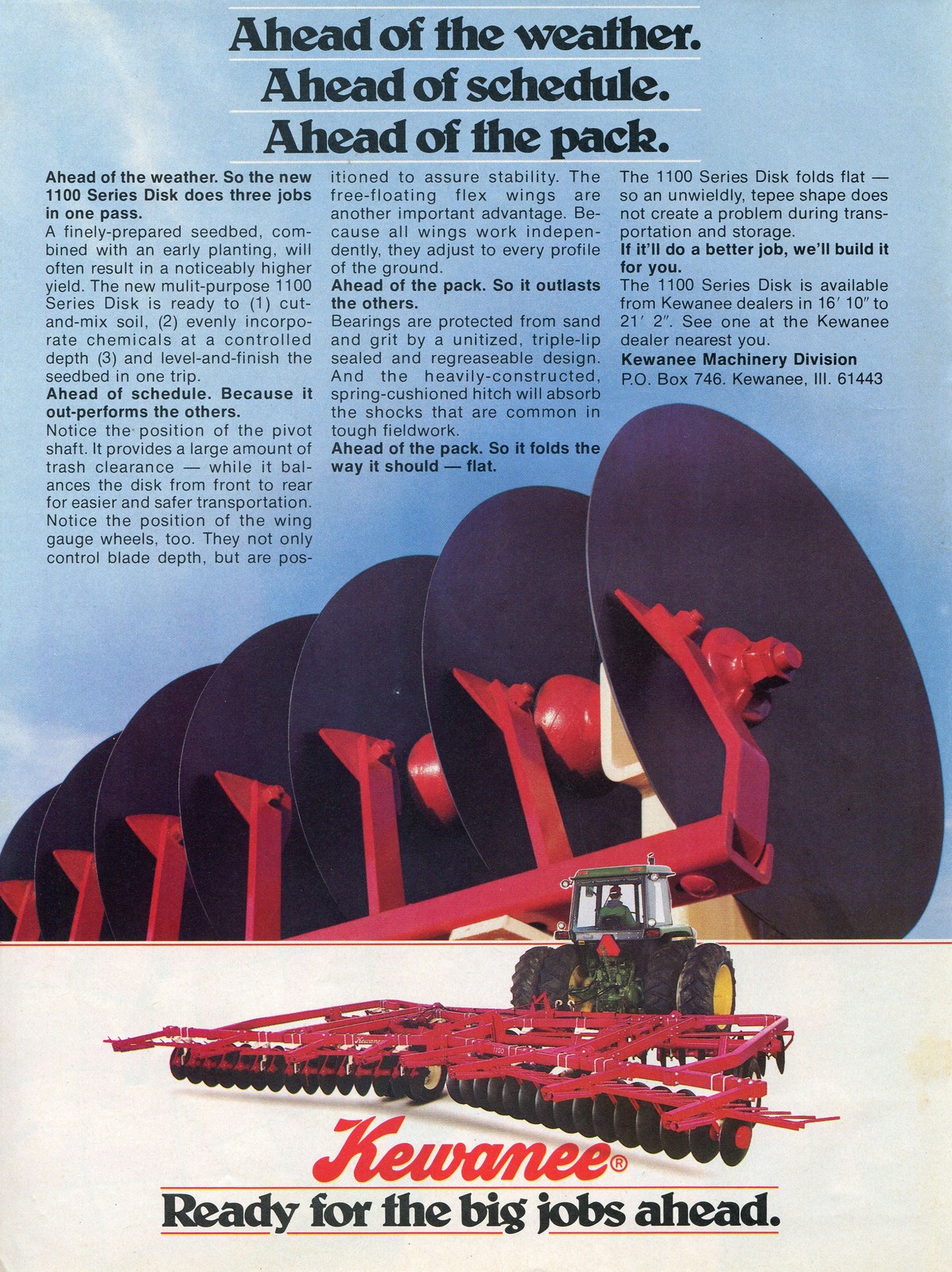 1981 Print Ad of Kewanee 1100 Disk Tractor Plow