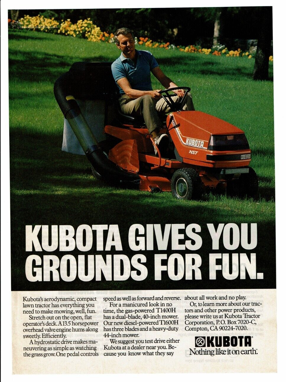 1989 Vintage Print Ad Kubota Gives You Grounds For Fun Lawn Tractor Nothing Like