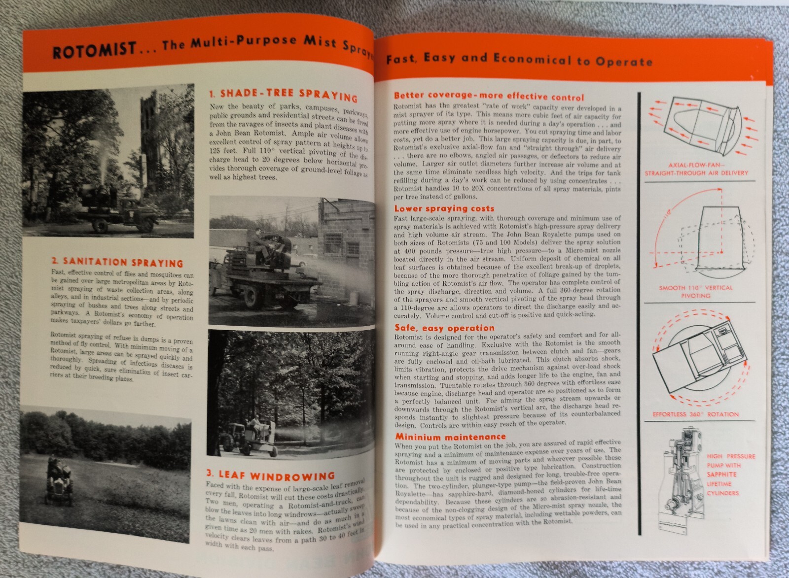 VINTAGE 1956 JOHN BEAN ROTOMIST SPRAYERS 8 Page BROCHURE