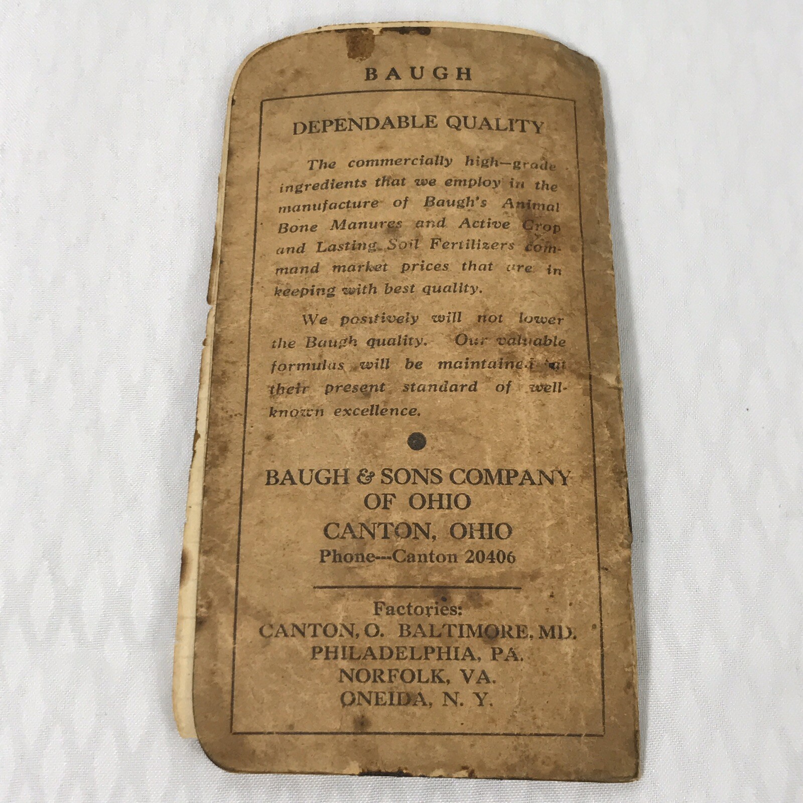 Baugh & Sons Company of Ohio Notebook Office and Factory Canton Ohio Vintage