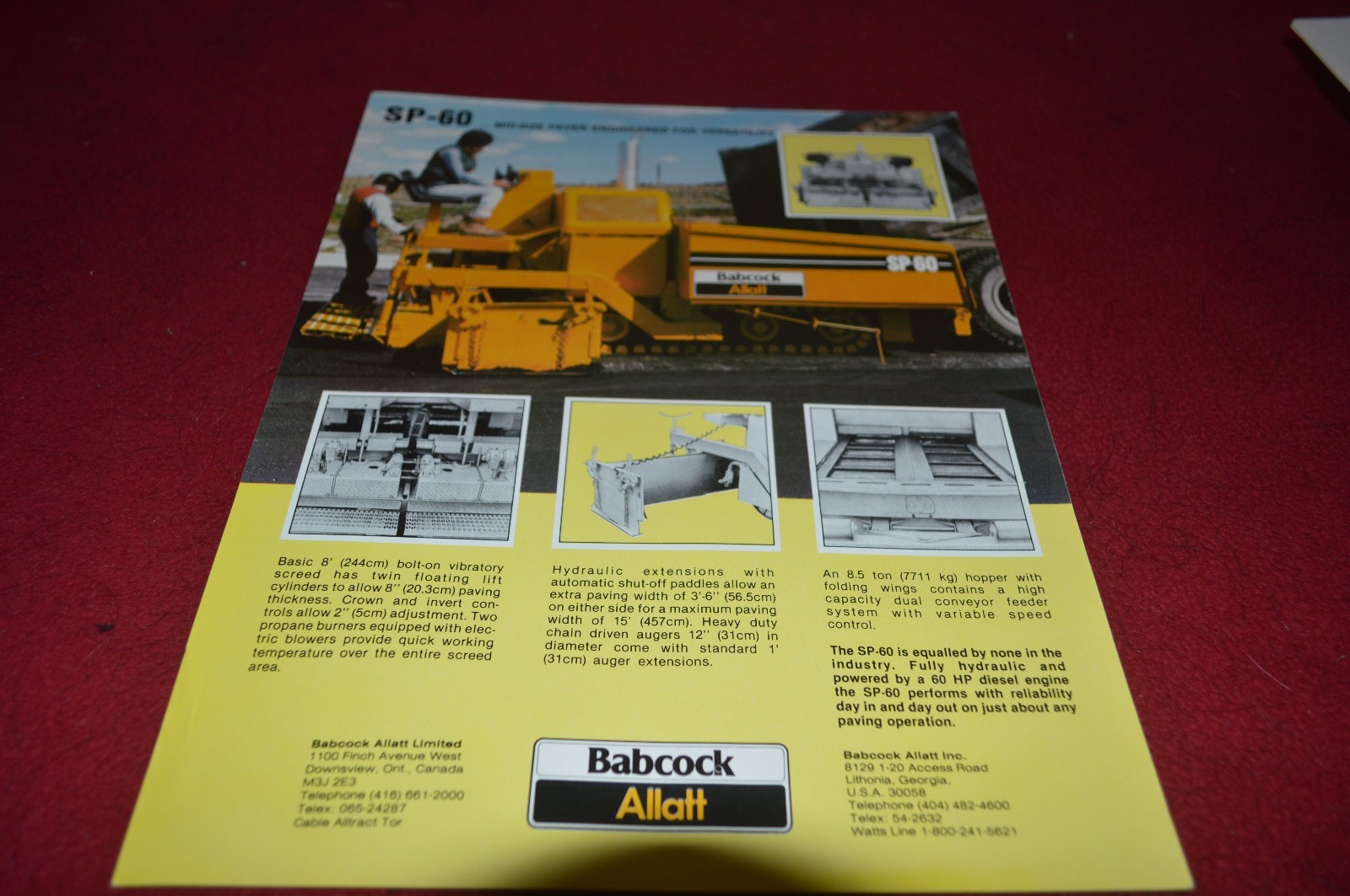 Babcock Allatt SP-60 Paver Dealer&rsquo;s Brochure YABE9