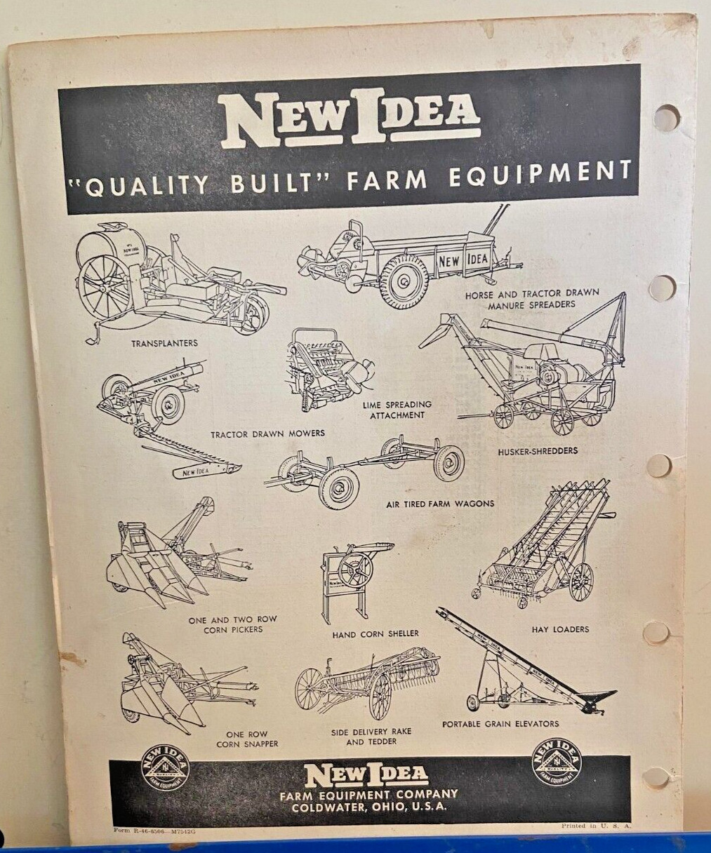 New Idea No. R-46 & No. 4 Side Delivery Rake And Tedder Repair Parts List 1950