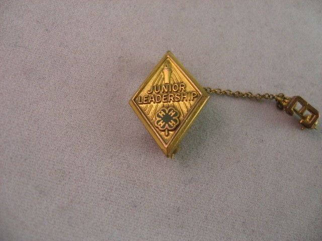 Vintage 4-H Junior Leadership Pin 1/20 10K Gold Filled w/ E Guard Chain Lapel