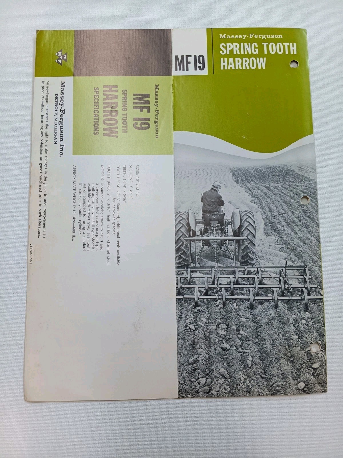 Vintage Mailer Massey Ferguson MF 19 Spring Tooth HARROW Dealer Brochure AD
