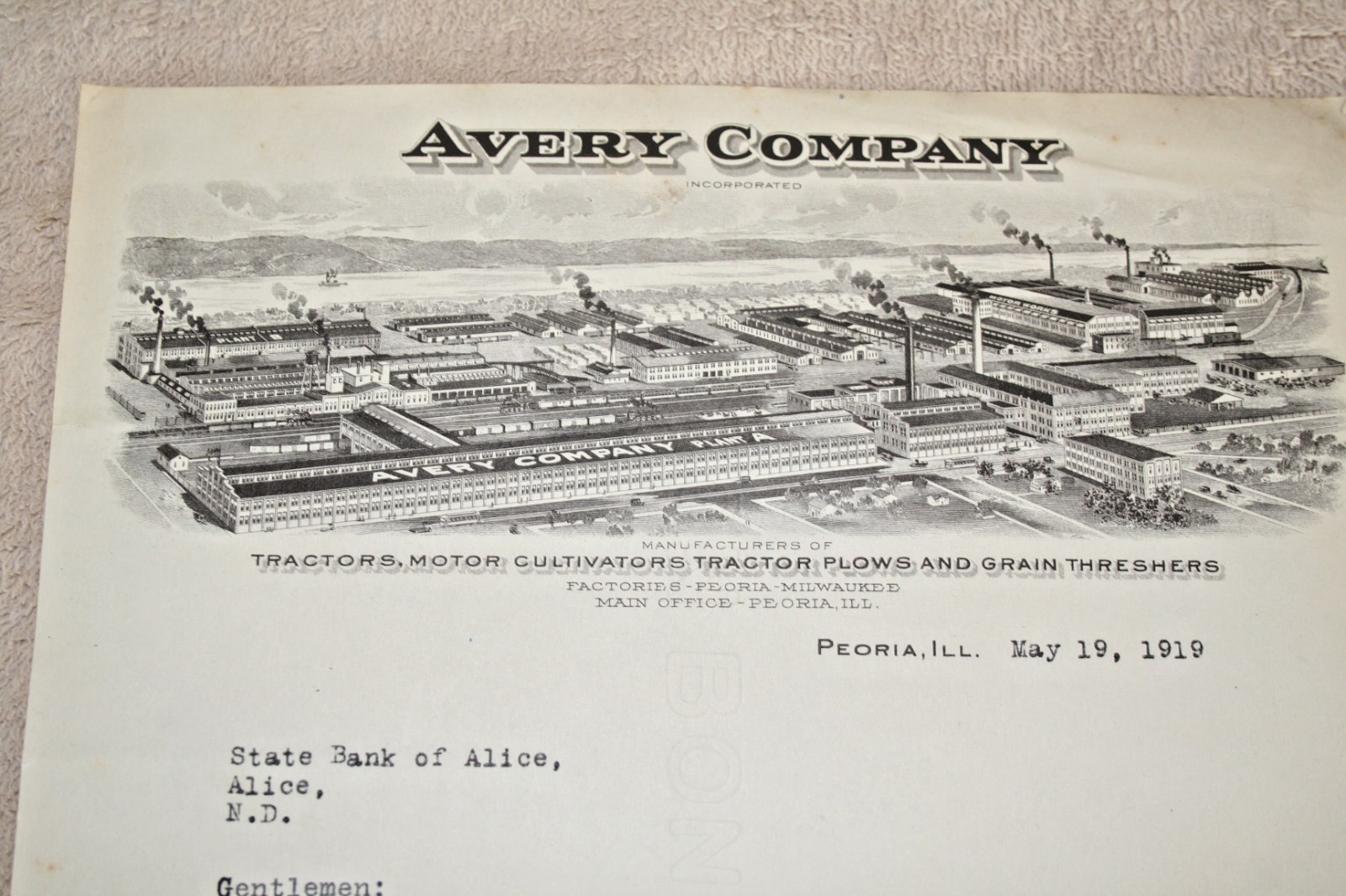 AVERY LETTERHEAD 1919 & 1926