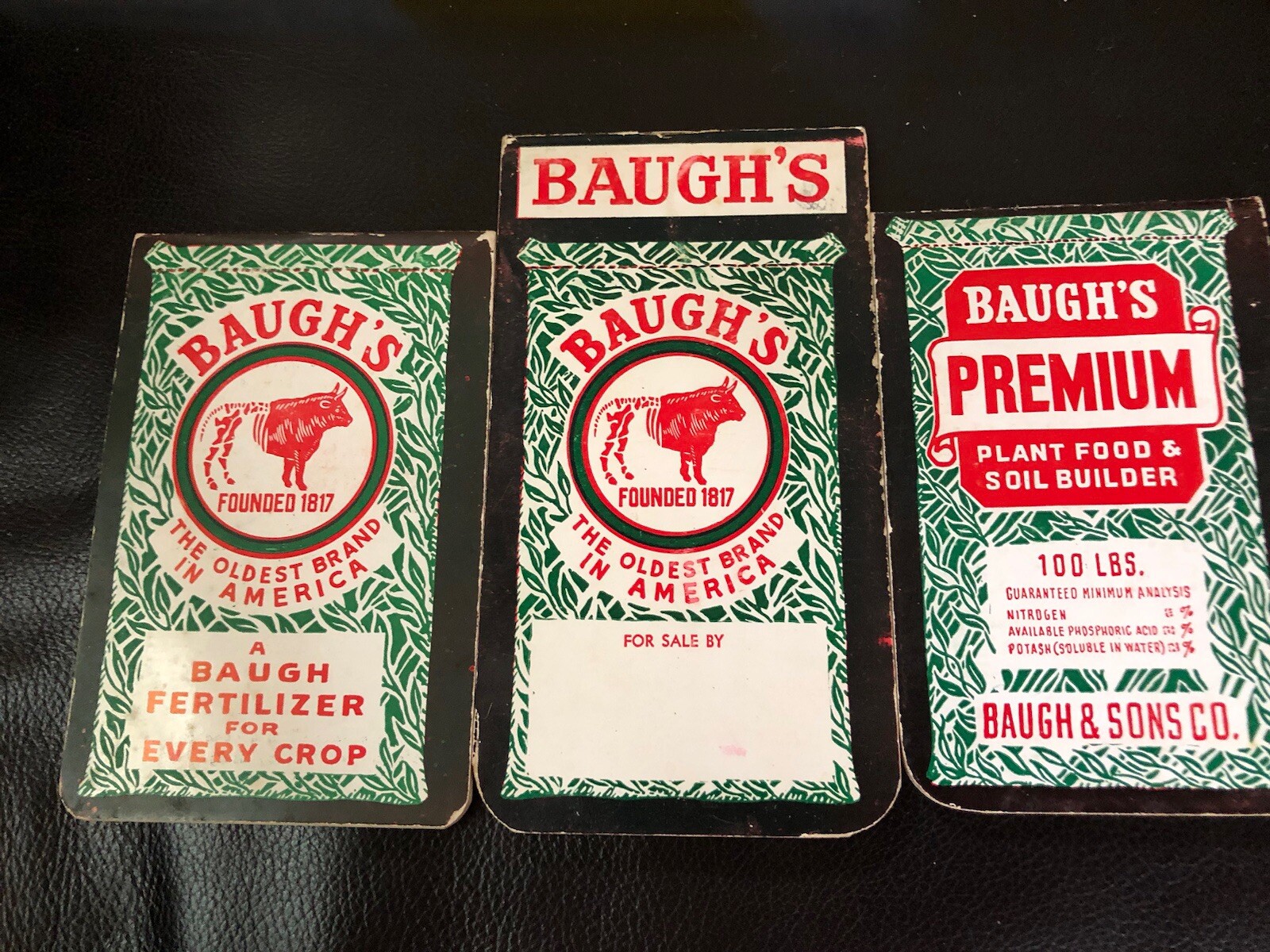 Lot of 3 Baugh&rsquo;s Premium Plant Food Pocket Note Pad Advertising Old Store Stock