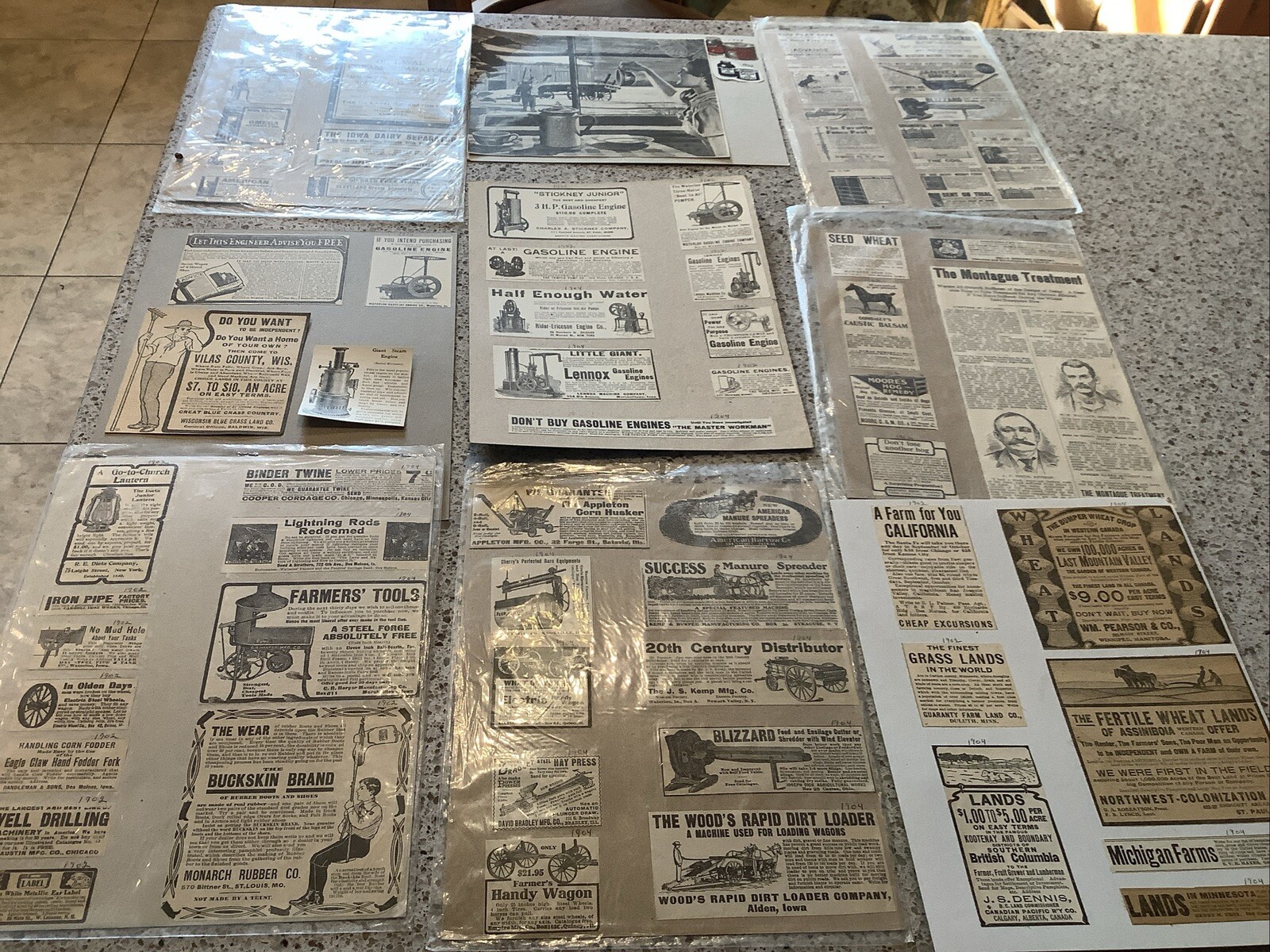 80+ B&W Print Magazine ads Farm Related 1900-10 Land Machinery Feed Gloves More