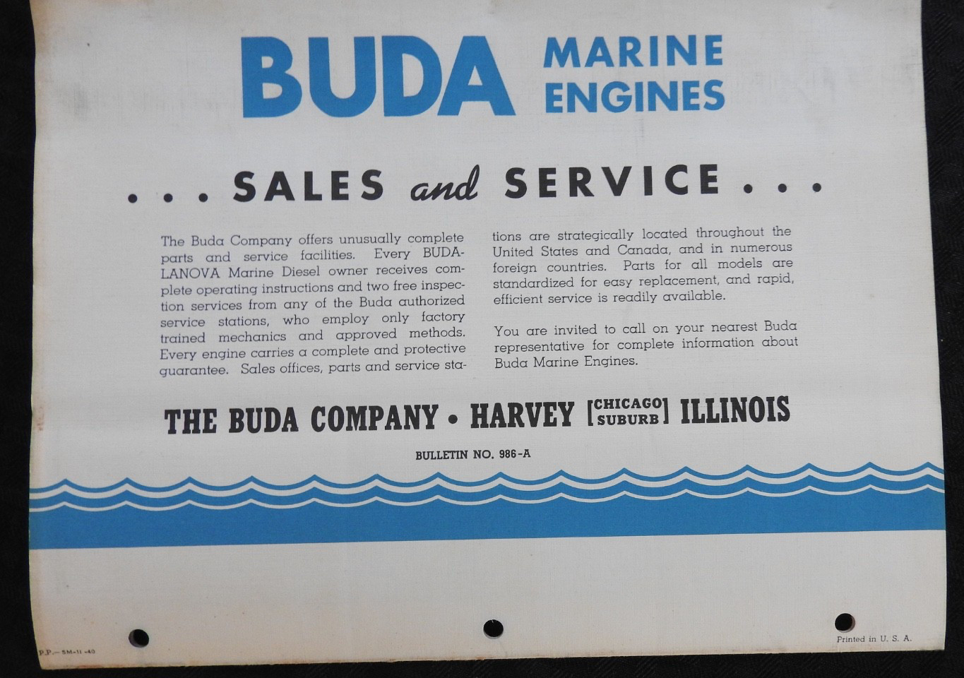 1940 « Buda Lanova Marine Diesel Engines » Work-Tow-Fish-PLEASURE Boat Brochure