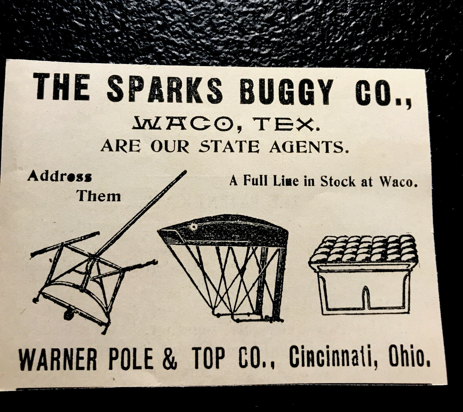 1903 The Sparks Buggy Co. Farm Advertising – Waco – Texas – Cincinnati- Ohio