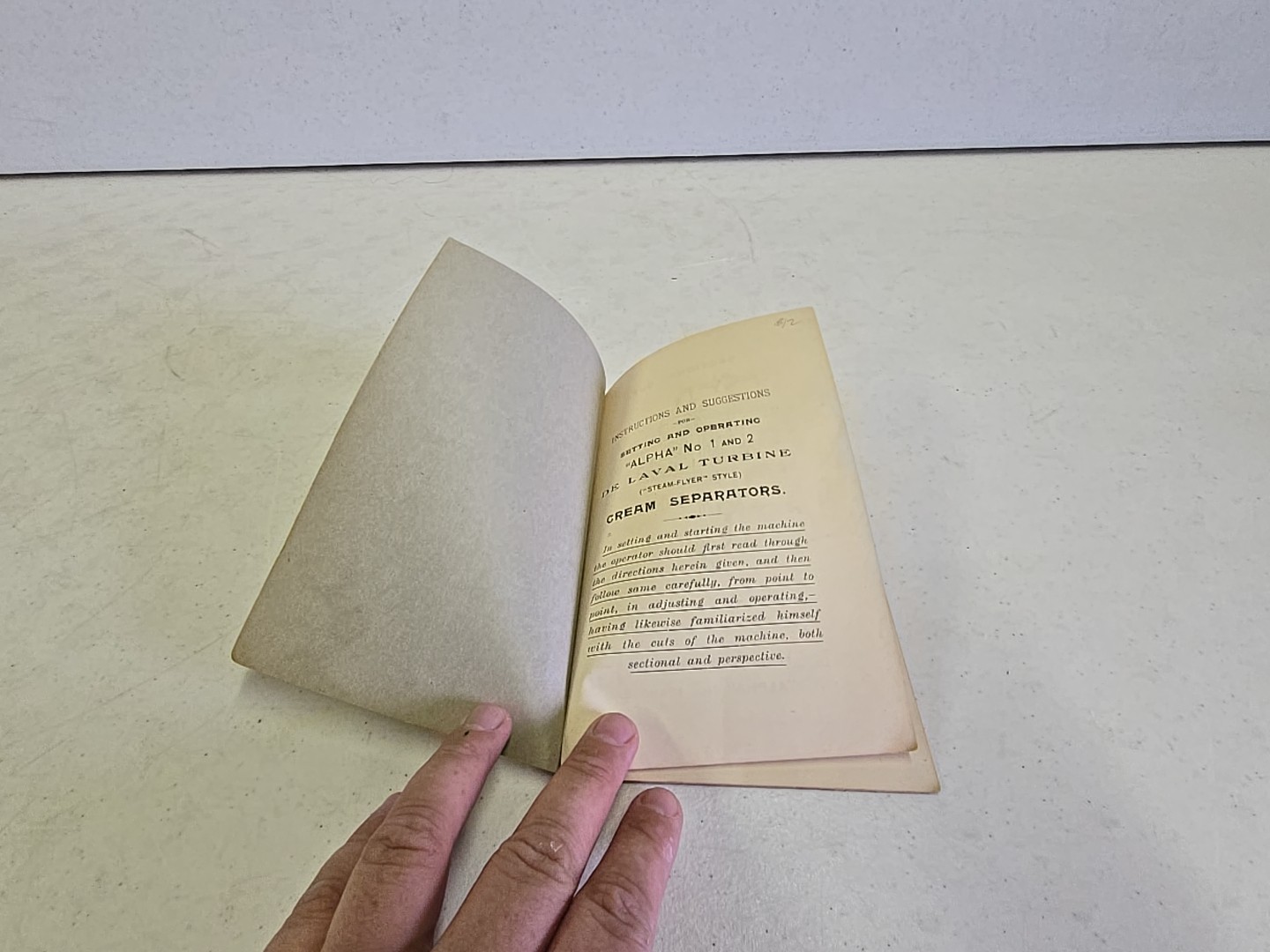 Antique 1896 Instructions For Alpha No. 1 & 2 De Laval Turbine Cream Seperators