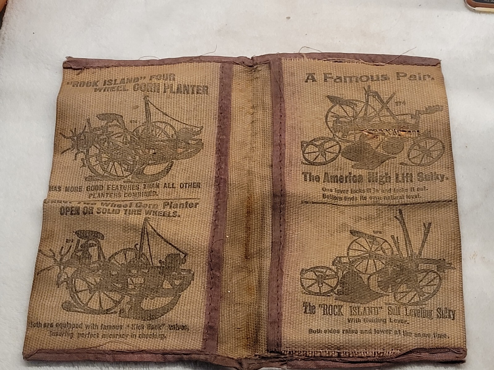 ROCK ISLAND PLOW COMPANY 1800s CLOTH FARMING ADVERTISEMENT ROCK ISLAND ILLINOIS