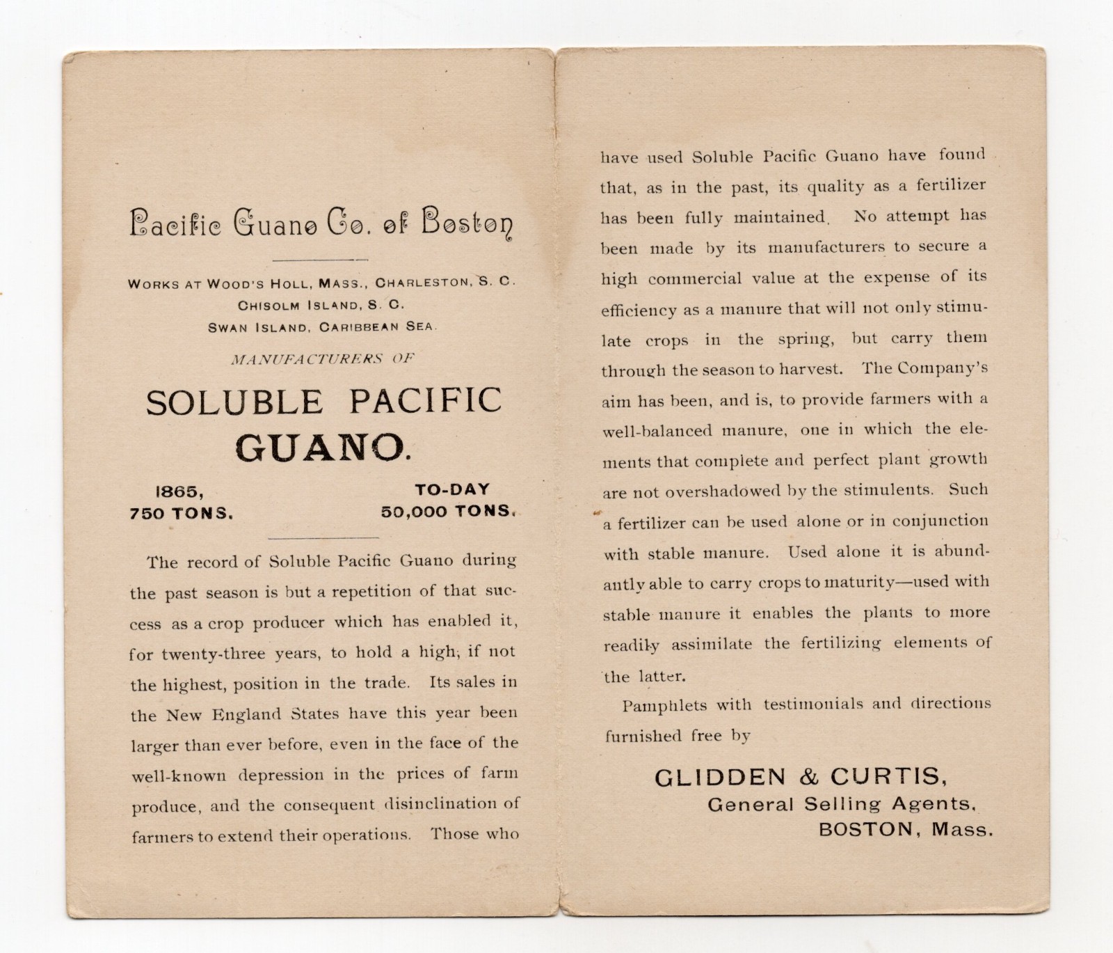 c1900s – Pacific Guano Co Glidden & Curtis Boston Massachusetts Pamphlet – XL4E
