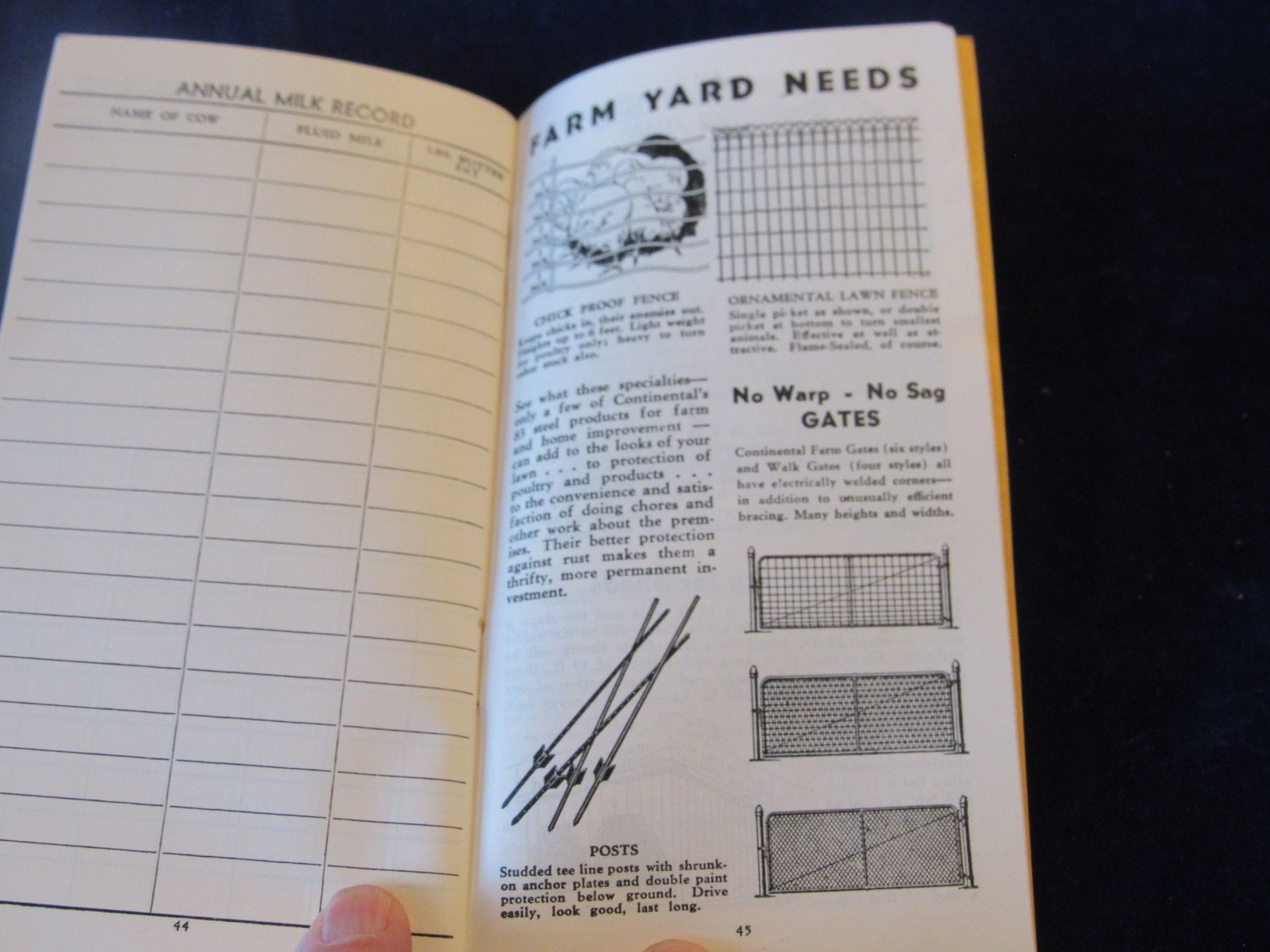 Vtg 1939 Farm & Livestock Live Stock Record Book Little Rock Lumber Alma MI C637